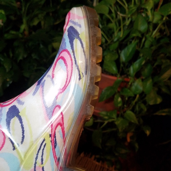 Multicolor Coach Rubber Rain Boots Sz7 - Picture 5 of 8